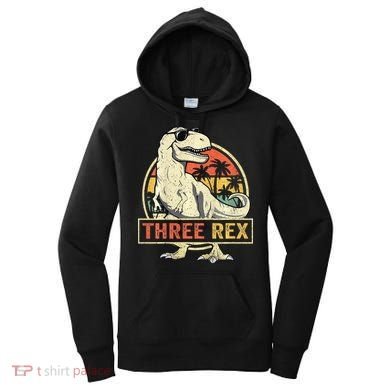 Roaring into Three Dinosaur Birthday Celebration Women's Hoodie
