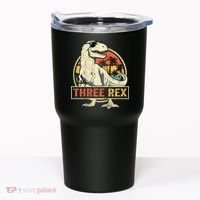 Roaring into Three Dinosaur Birthday Celebration Tumbler thumb 0