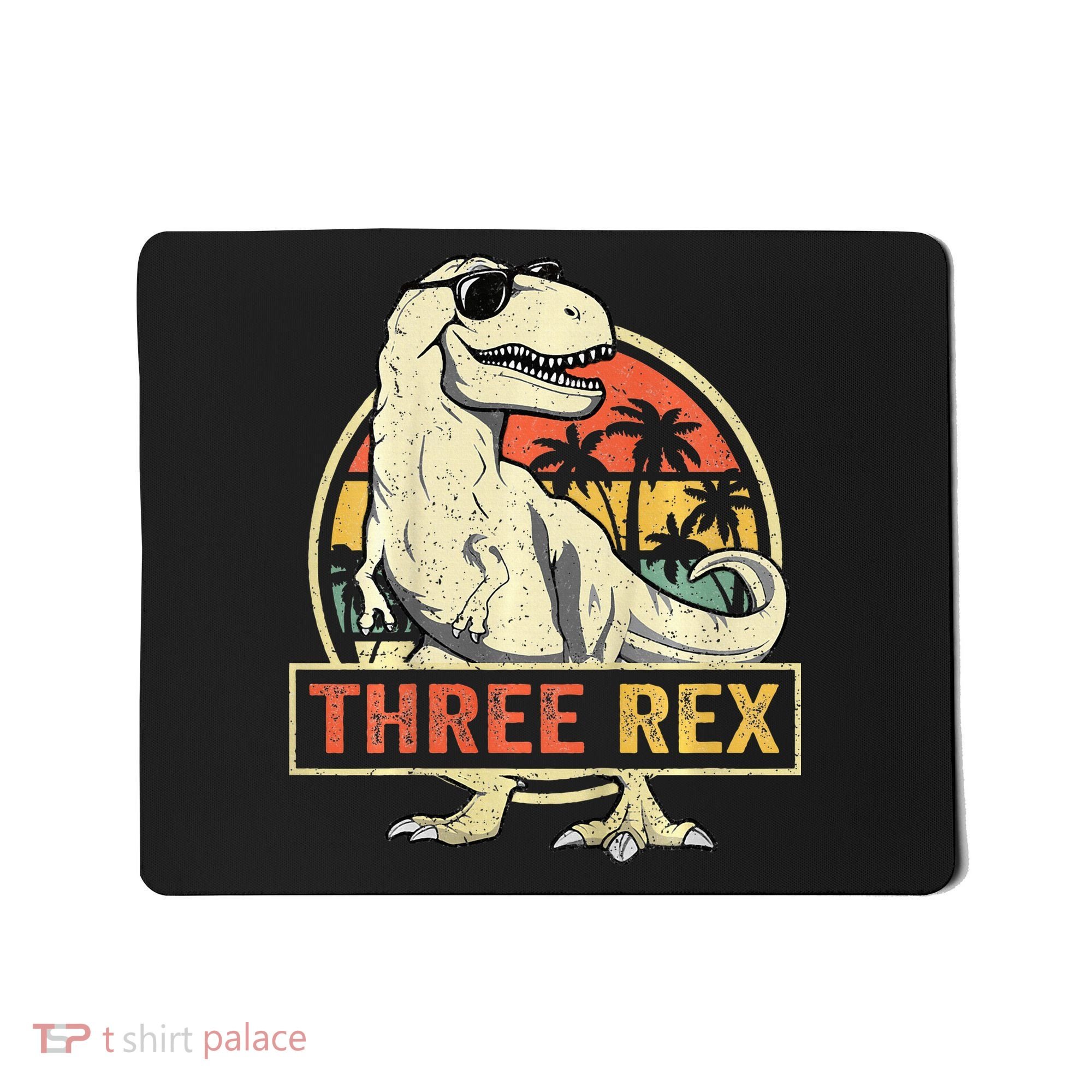 Roaring into Three Dinosaur Birthday Celebration Mousepad