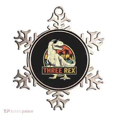 Roaring into Three Dinosaur Birthday Celebration Ornament