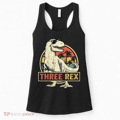 Roaring into Three Dinosaur Birthday Celebration Women's Tank Top
