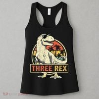Roaring into Three Dinosaur Birthday Celebration Women's Tank Top thumb 3