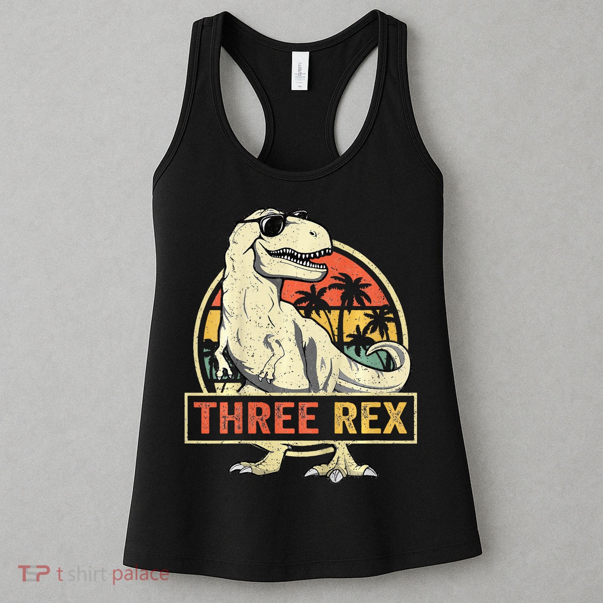Roaring into Three Dinosaur Birthday Celebration Women's Tank Top