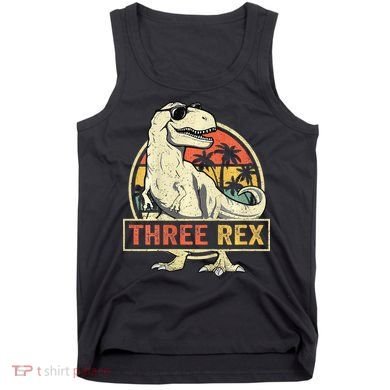 Roaring into Three Dinosaur Birthday Celebration Tank Top