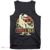 Roaring into Three Dinosaur Birthday Celebration Tank Top thumb 0