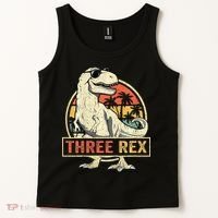 Roaring into Three Dinosaur Birthday Celebration Tank Top thumb 2
