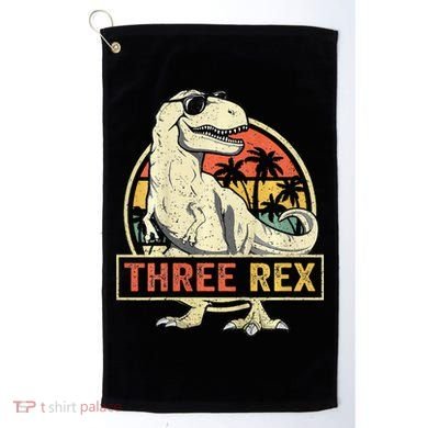 Roaring into Three Dinosaur Birthday Celebration Golf Towel