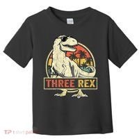 Roaring into Three Dinosaur Birthday Celebration Toddler T-Shirt thumb 0