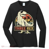 Roaring into Three Dinosaur Birthday Celebration Women's Long Sleeve Shirt thumb 0