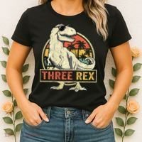 Roaring into Three Dinosaur Birthday Celebration Women's T-Shirt thumb 2
