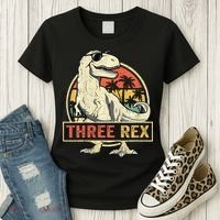 Roaring into Three Dinosaur Birthday Celebration Women's T-Shirt thumb 3
