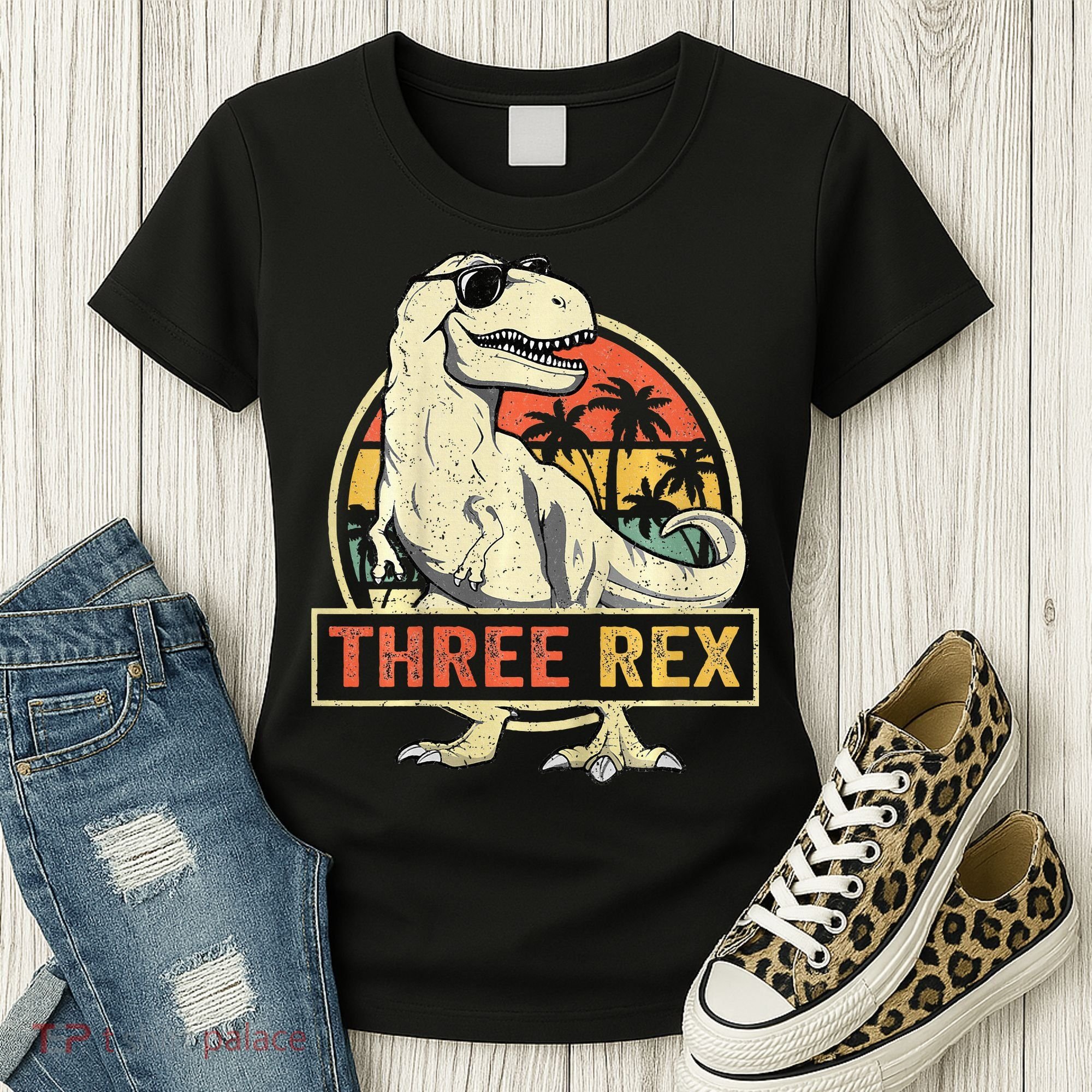 Roaring into Three Dinosaur Birthday Celebration Women's T-Shirt