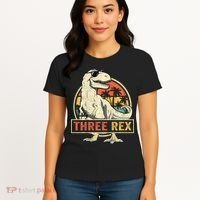 Roaring into Three Dinosaur Birthday Celebration Women's T-Shirt thumb 4