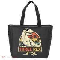Roaring into Three Dinosaur Birthday Celebration Tote Bag thumb 0