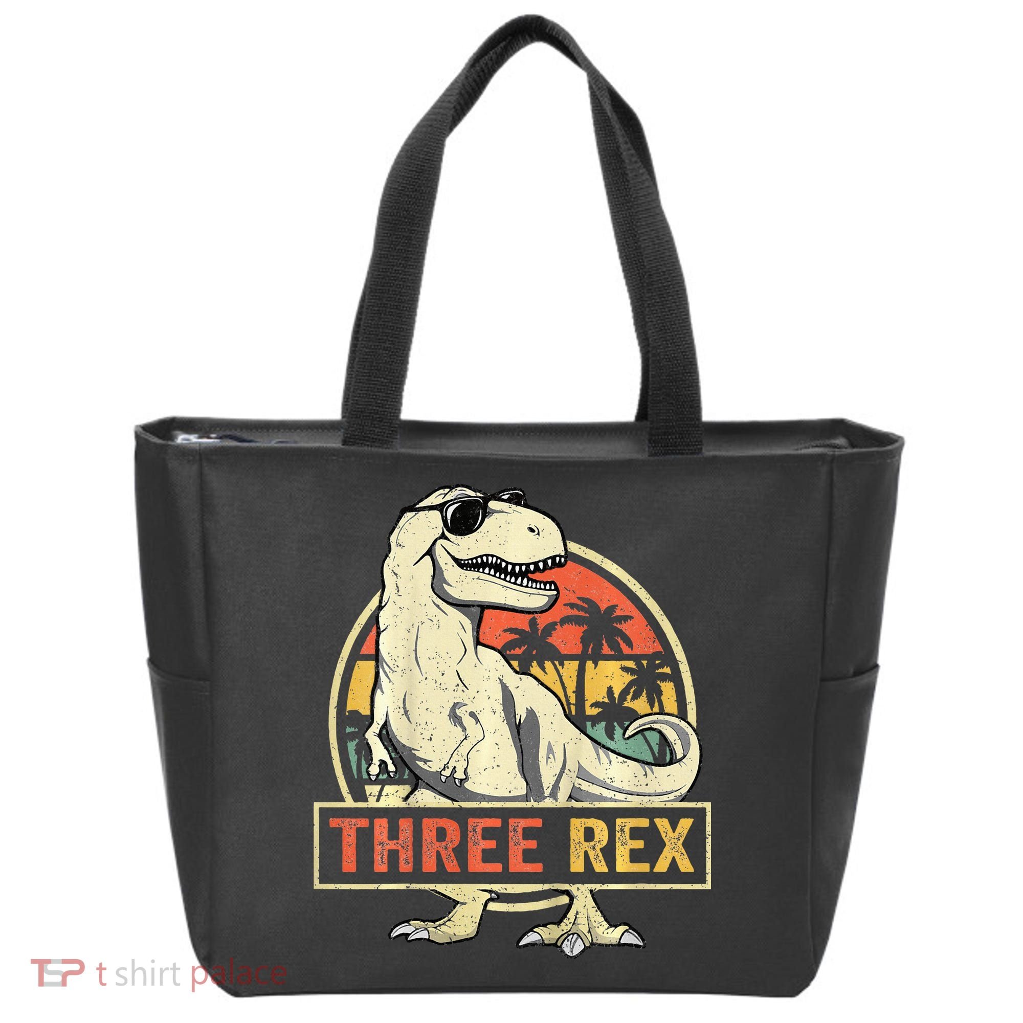 Roaring into Three Dinosaur Birthday Celebration Tote Bag