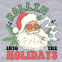 Rollin Into The Holidays Funny Marijuana Santa Women's Sweatshirt thumb 2