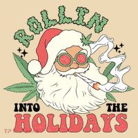Rollin Into The Holidays Funny Marijuana Santa Tote Bag thumb 4