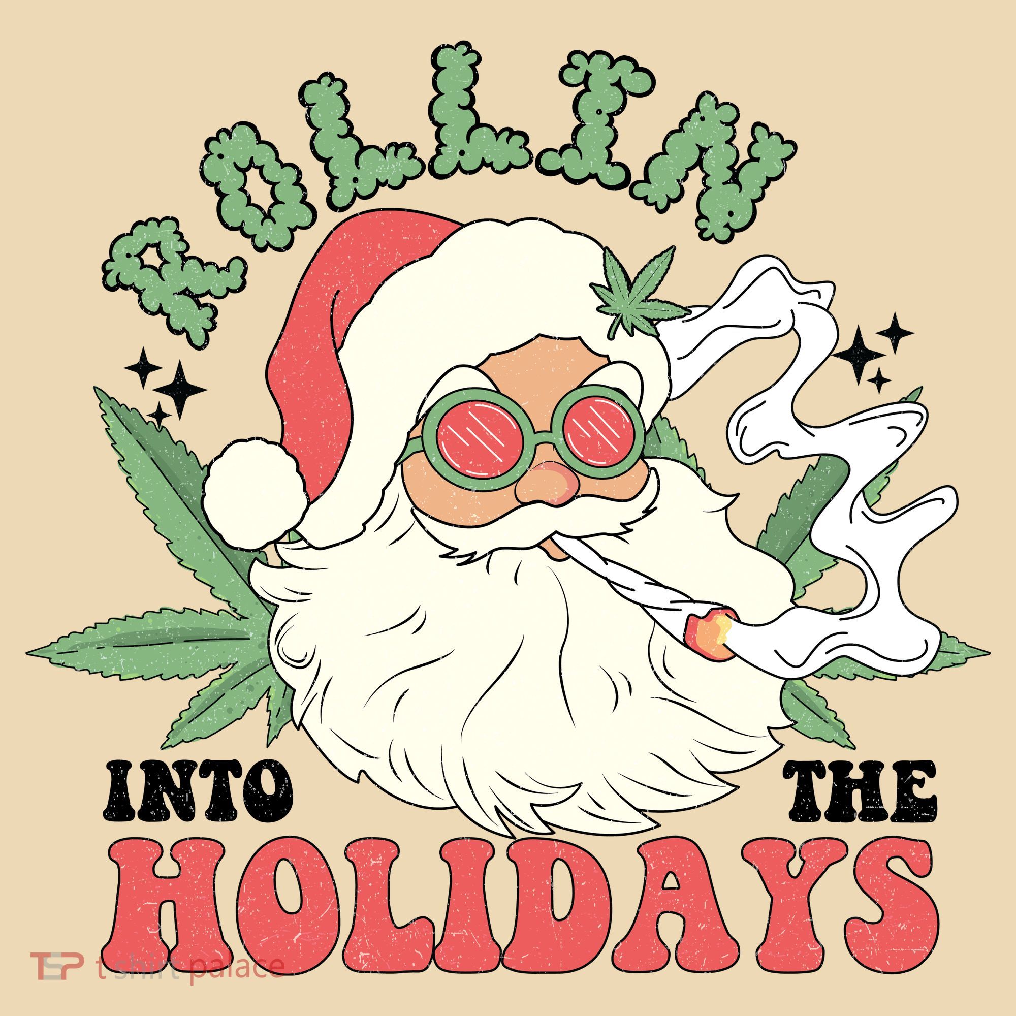 Rollin Into The Holidays Funny Marijuana Santa Tote Bag