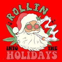 Rollin Into The Holidays Funny Marijuana Santa Santa Hat thumb 1