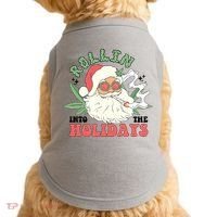 Rollin Into The Holidays Funny Marijuana Santa Doggie Tank thumb 0