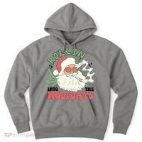 Rollin Into The Holidays Funny Marijuana Santa Hoodie thumb 0