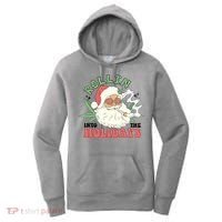Rollin Into The Holidays Funny Marijuana Santa Women's Hoodie thumb 0