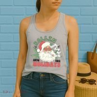 Rollin Into The Holidays Funny Marijuana Santa Women's Tank Top thumb 2