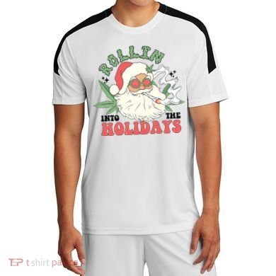 Rollin Into The Holidays Funny Marijuana Santa Soccer Jersey