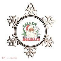 Rollin Into The Holidays Funny Marijuana Santa Ornament thumb 0