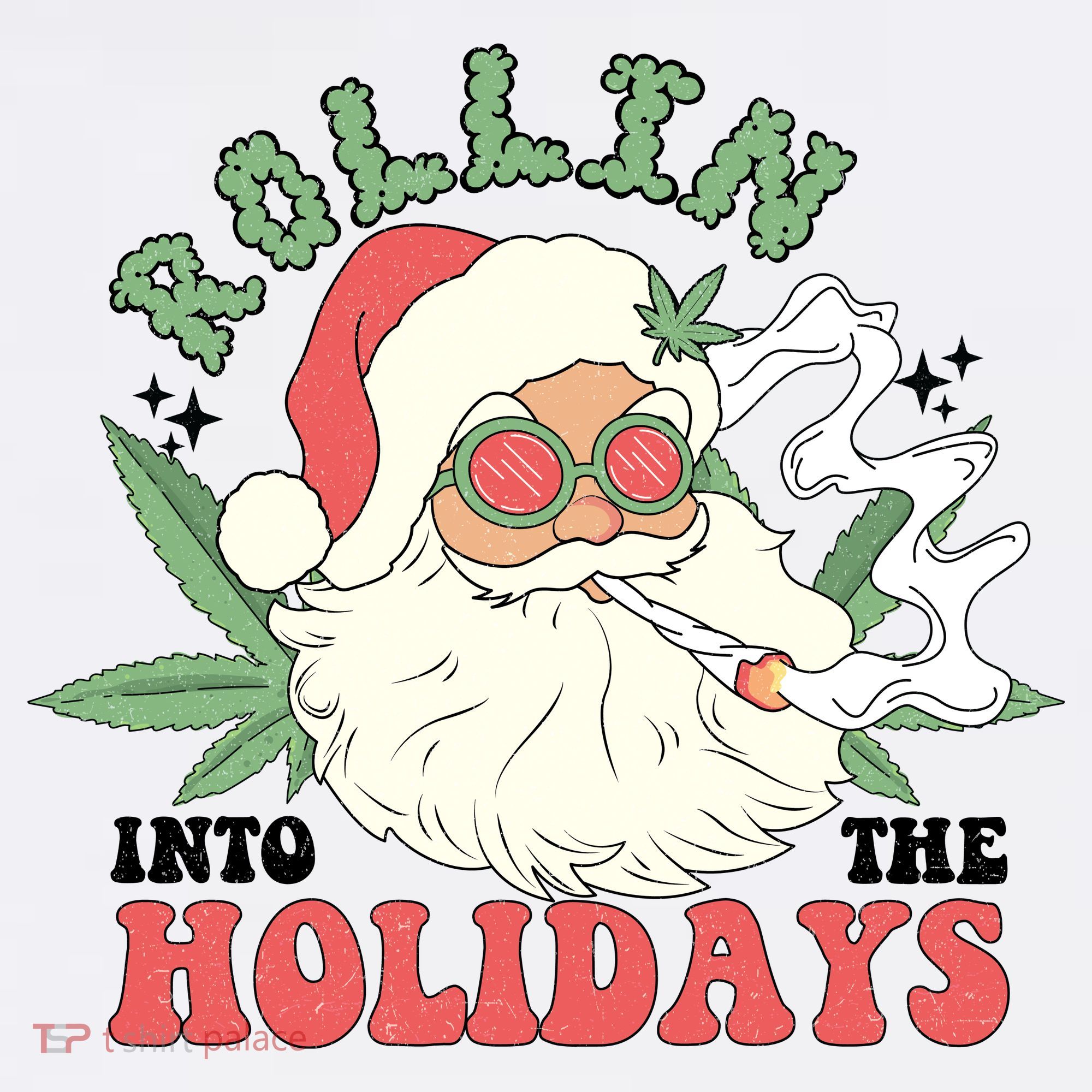 Rollin Into The Holidays Funny Marijuana Santa Visor