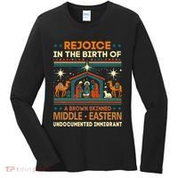 Rejoice In The Birth Of A Brown Skinned Middle Eastern Jesus Women's Long Sleeve Shirt thumb 0