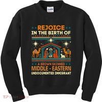Rejoice In The Birth Of A Brown Skinned Middle Eastern Jesus Kids Sweatshirt thumb 0