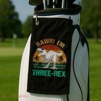 Rawr I'm Three Rex 3rd Birthday T-rex Dinosaur 3 Years Old Golf Towel thumb 2