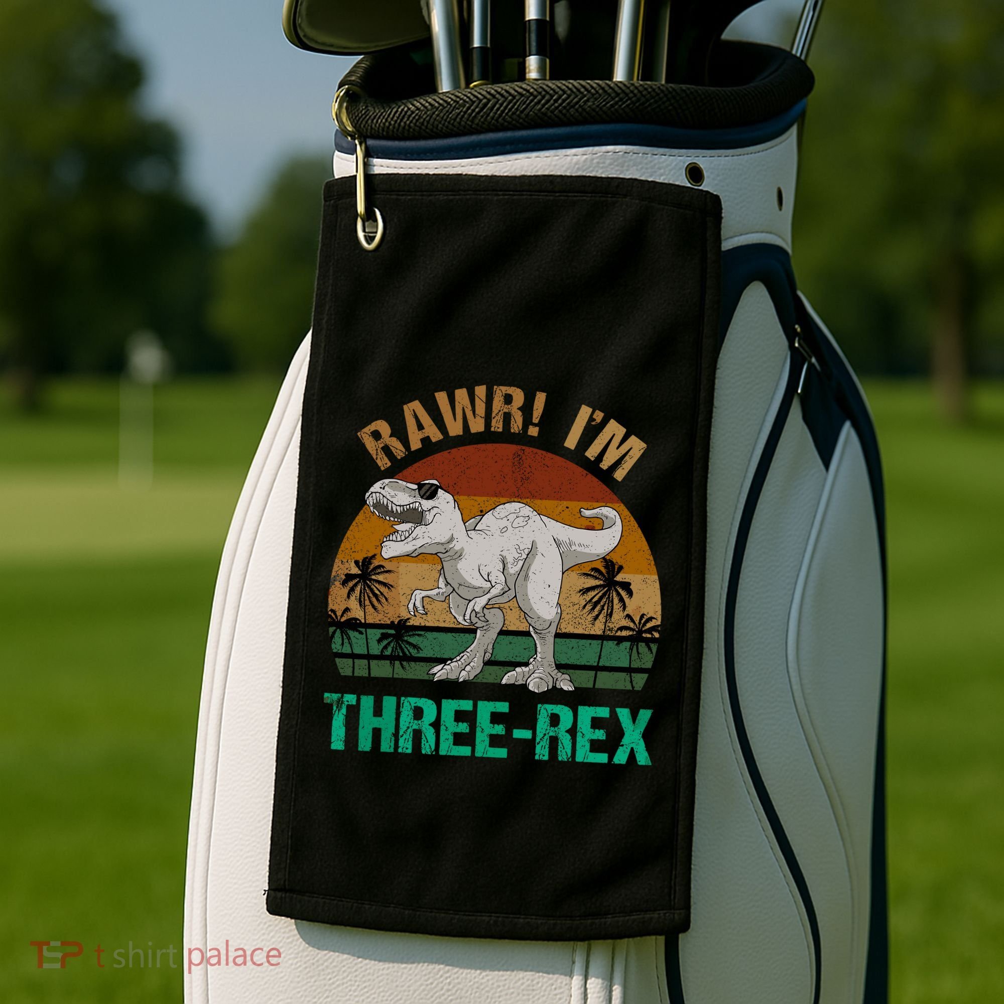Rawr I'm Three Rex 3rd Birthday T-rex Dinosaur 3 Years Old Golf Towel