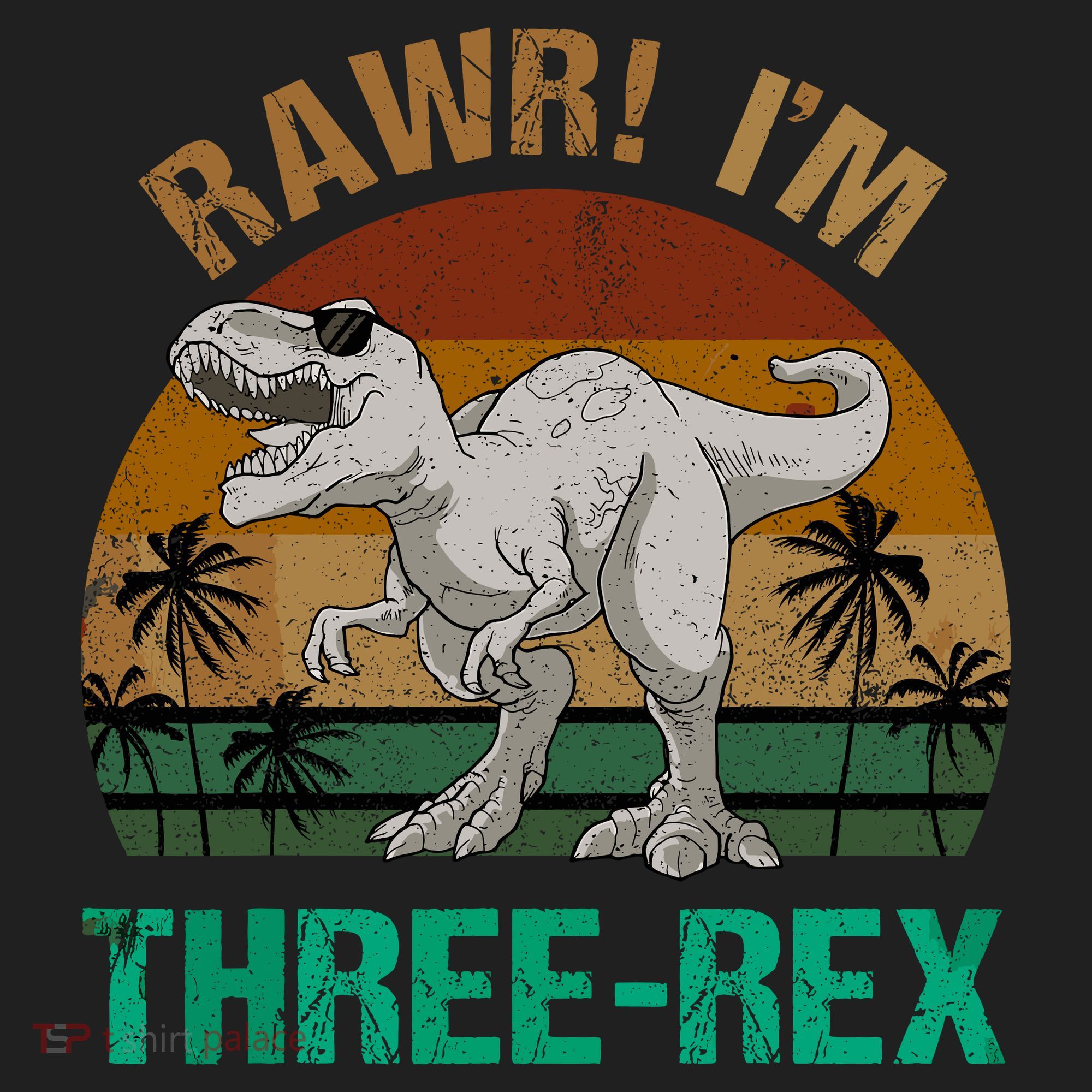 Rawr I'm Three Rex 3rd Birthday T-rex Dinosaur 3 Years Old Golf Towel
