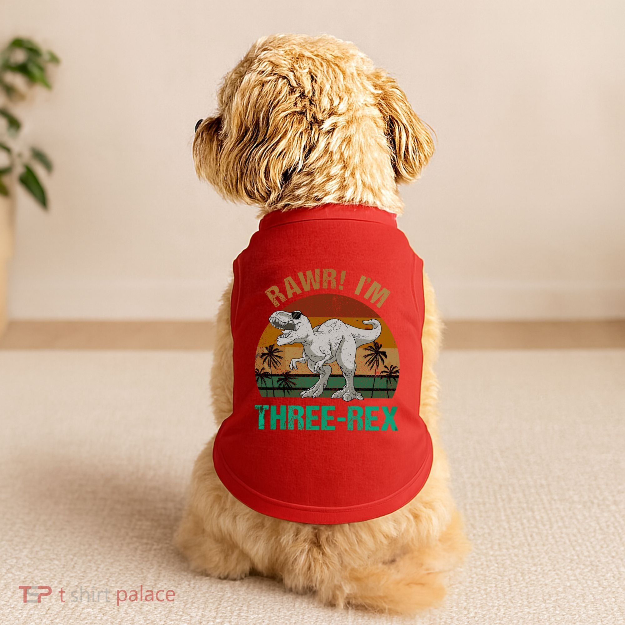 Rawr I'm Three Rex 3rd Birthday T-rex Dinosaur 3 Years Old Doggie Tank
