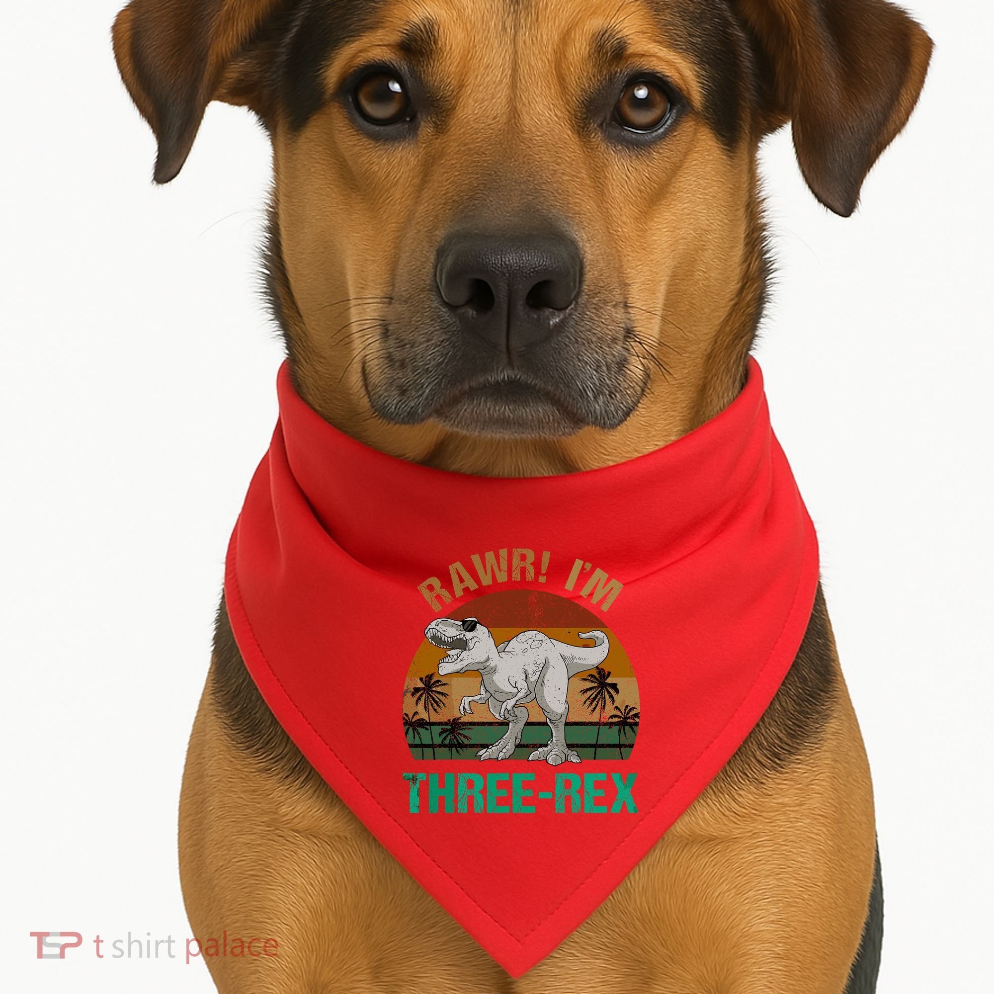 Rawr I'm Three Rex 3rd Birthday T-rex Dinosaur 3 Years Old USA-Made Doggie Bandana
