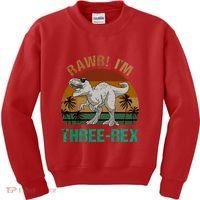 Rawr I'm Three Rex 3rd Birthday T-rex Dinosaur 3 Years Old Kids Sweatshirt thumb 0