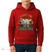 Rawr I'm Three Rex 3rd Birthday T-rex Dinosaur 3 Years Old Kids Hoodie thumb 4