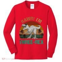 Rawr I'm Three Rex 3rd Birthday T-rex Dinosaur 3 Years Old Kids Long Sleeve Shirt thumb 0