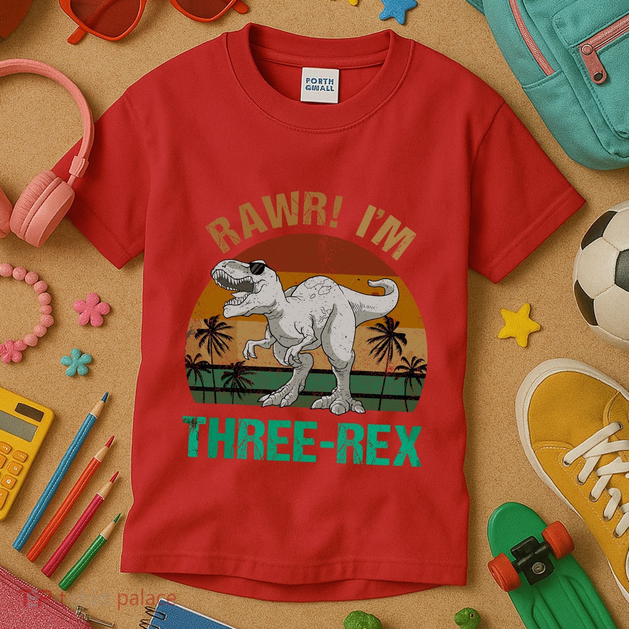 Rawr I'm Three Rex 3rd Birthday T-rex Dinosaur 3 Years Old Kids T-Shirt