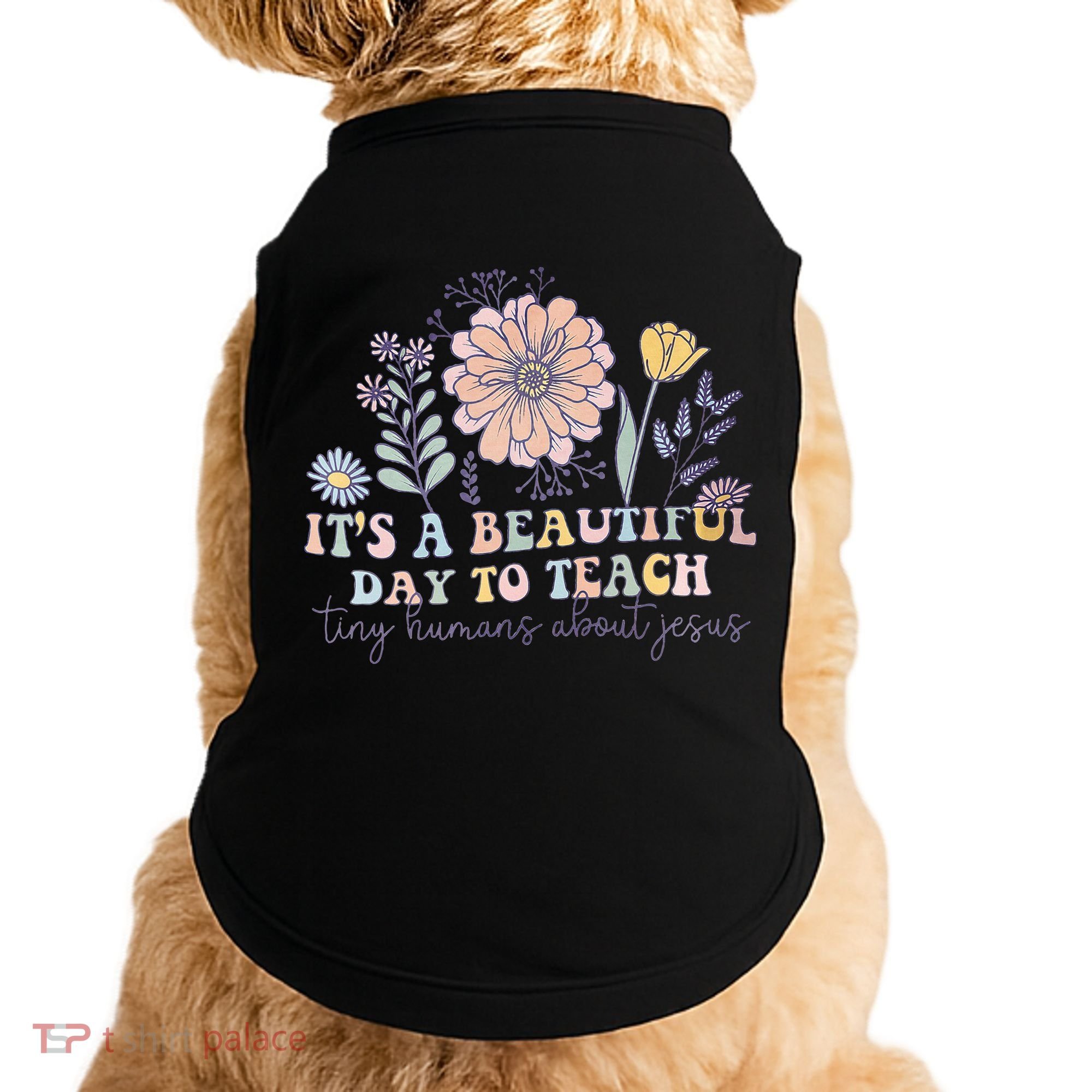 Retro I Teach Tiny Humans About Jesus Christian Teacher Doggie Tank