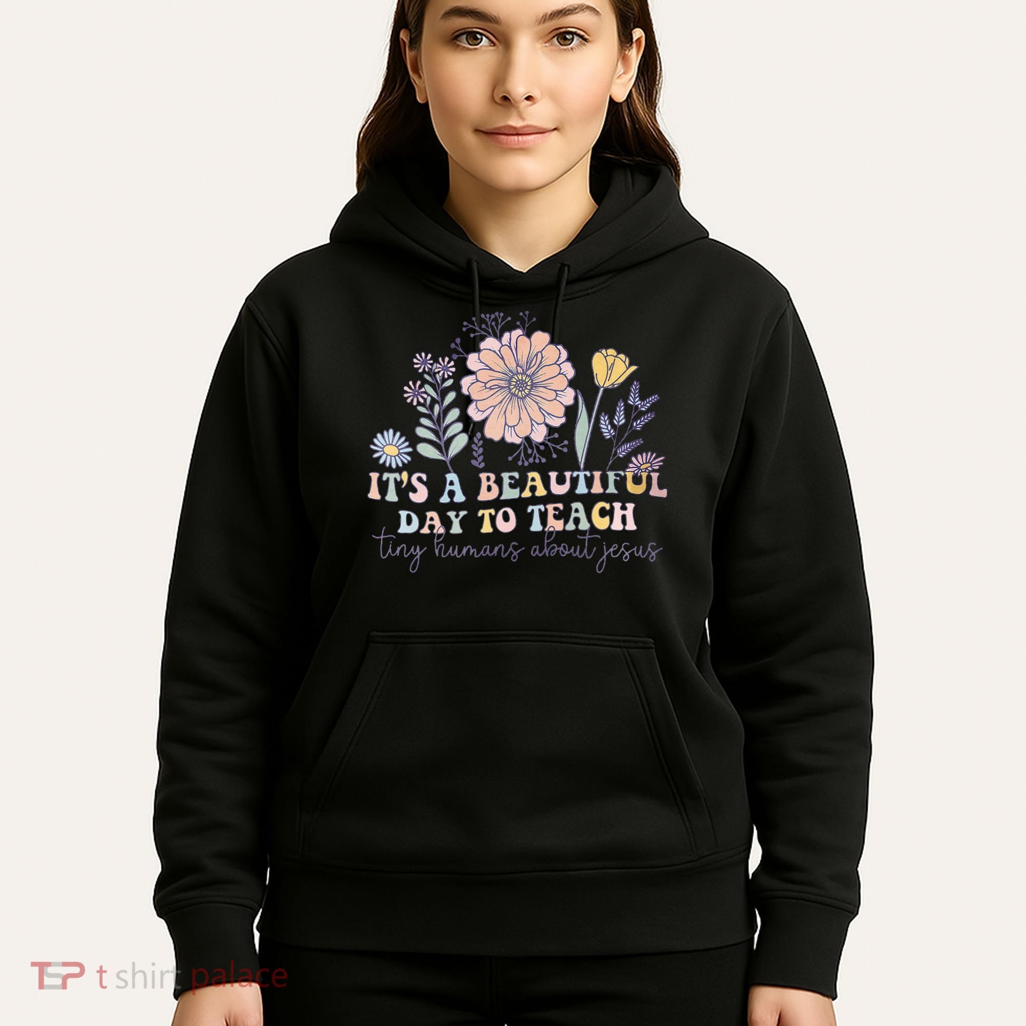 Retro I Teach Tiny Humans About Jesus Christian Teacher Hoodie