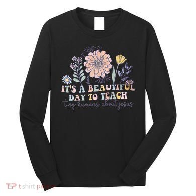 Retro I Teach Tiny Humans About Jesus Christian Teacher Long Sleeve Shirt