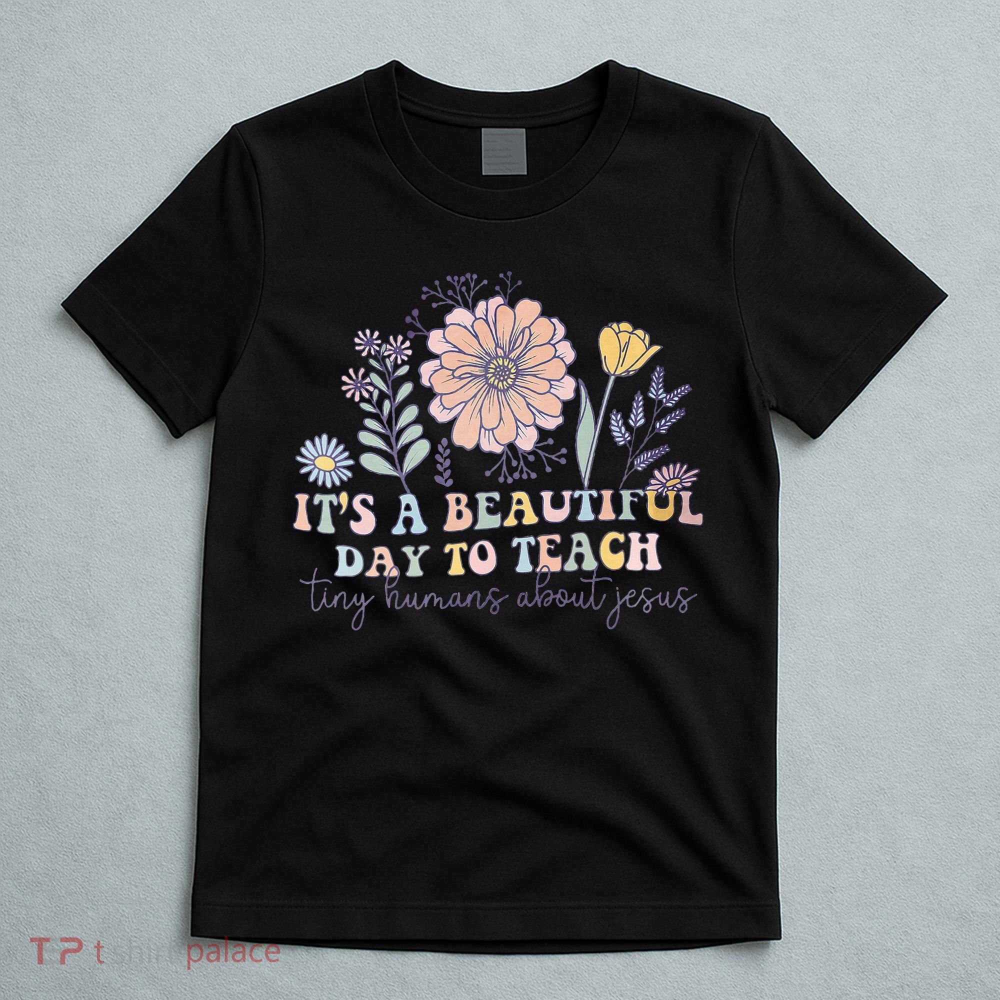 Retro I Teach Tiny Humans About Jesus Christian Teacher T-Shirt