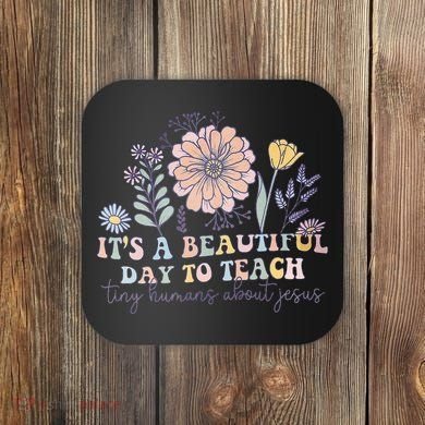 Retro I Teach Tiny Humans About Jesus Christian Teacher Coaster
