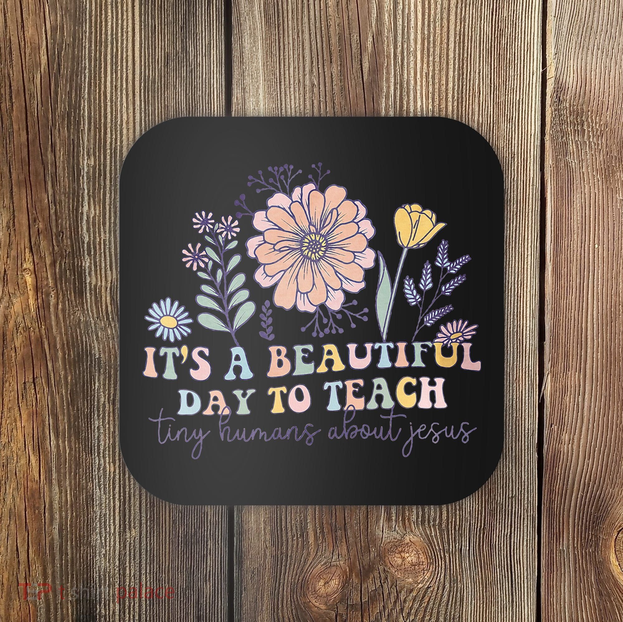 Retro I Teach Tiny Humans About Jesus Christian Teacher Coaster