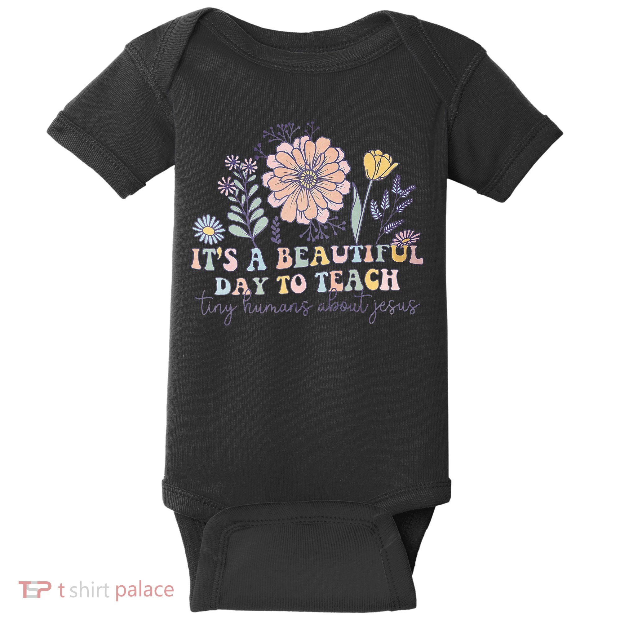 Retro I Teach Tiny Humans About Jesus Christian Teacher Baby Bodysuit