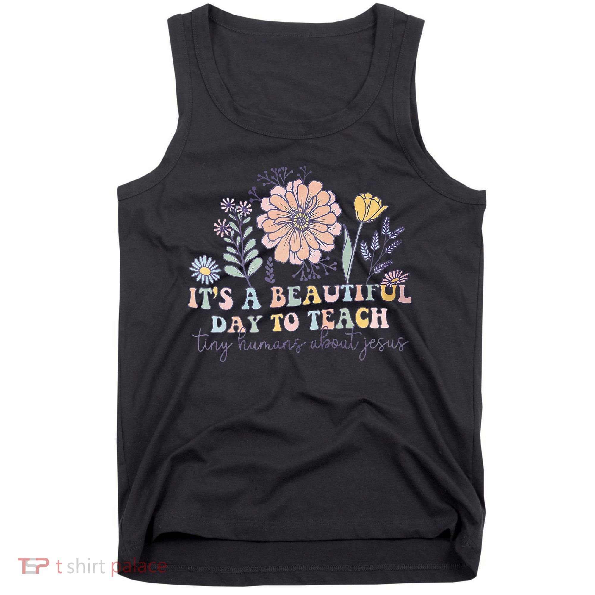 Retro I Teach Tiny Humans About Jesus Christian Teacher Tank Top