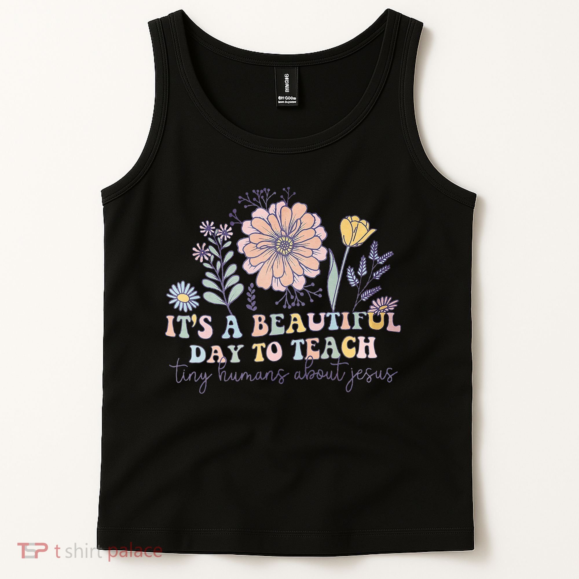 Retro I Teach Tiny Humans About Jesus Christian Teacher Tank Top